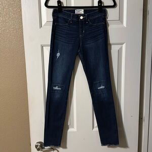 Abercrombie Kids Dark Wash Pull-On Distressed Raw Hem Jean Legging Size 13/14